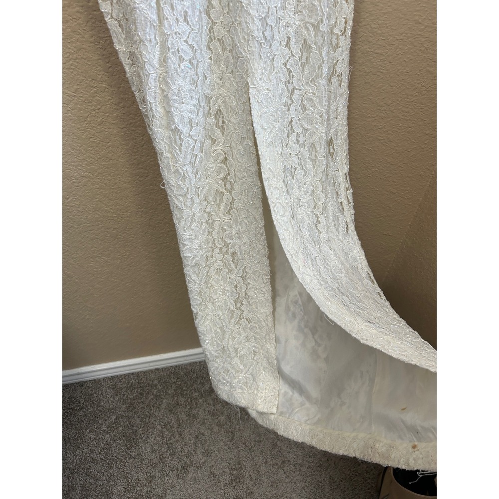Vintage 90s Cache Ever After Ivory Lace Sequin Maxi Gown Dress Womens 6 Ivory - Picture 16 of 16